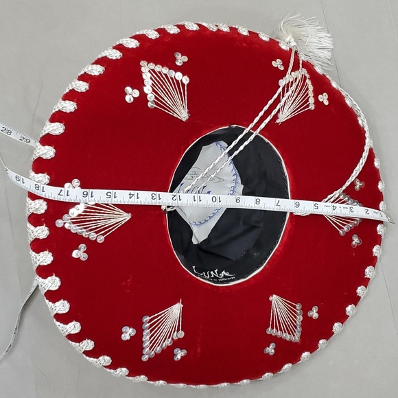 Luna genuine Sombrero child's red velvet silver sequins - Picture 12 of 12